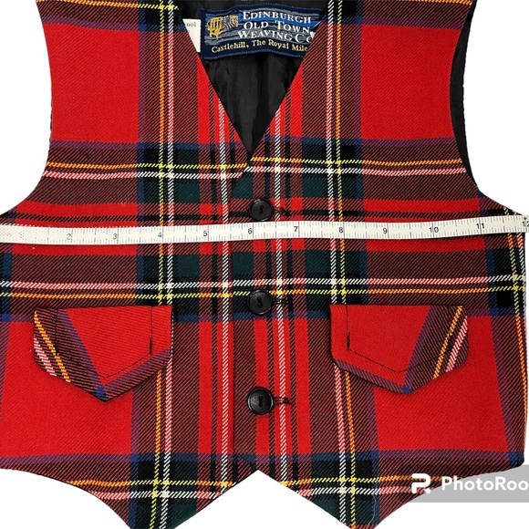 Edinburgh Pure New Wool Old Town Weaving Company Red Tartan Vest Waistcoat 4 Kid - Picture 8 of 10